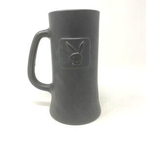 Vtg Playboy‎ Bunny Beer Mug Stein Tankard Gray Pewter Glass Raised Logo